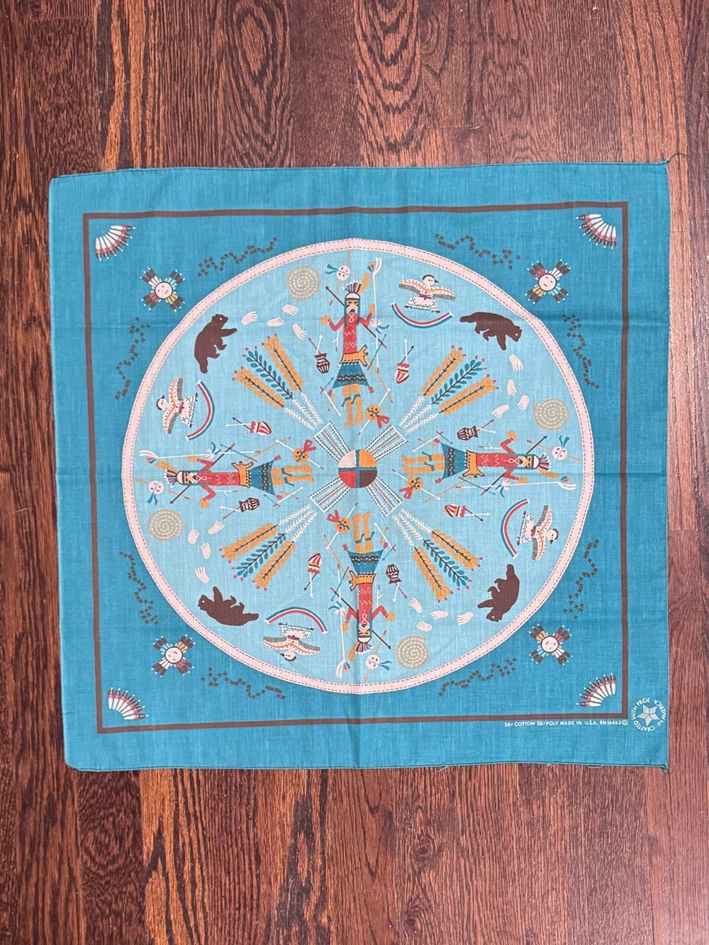 Vintage Turquoise Southwestern Native-American Bandana